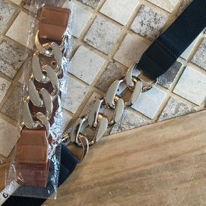 Elastic belts with gold buckles